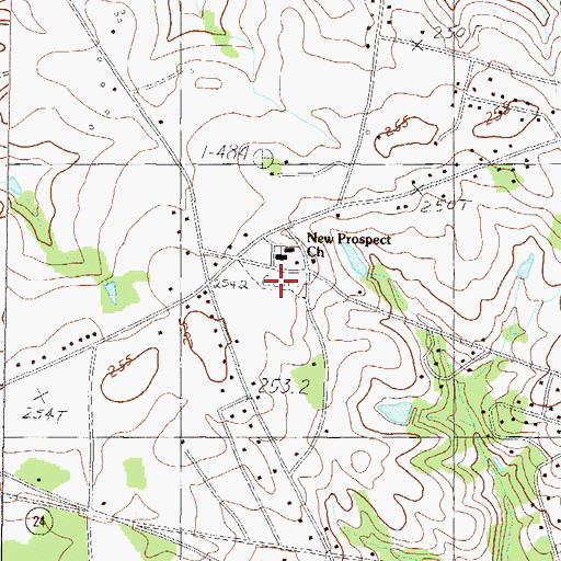 Topographic Map of New Prospect Cemetery, SC