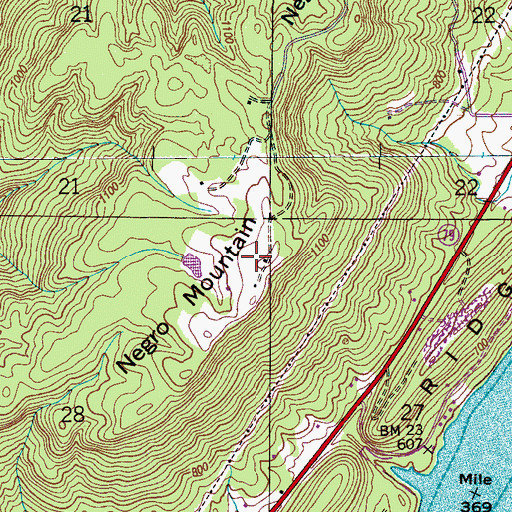 Topographic Map of Negro Mountain, AL