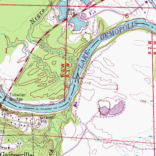 Topographic Map of Negro Slough, AL