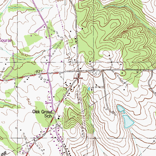 Topographic Map of Oak Grove School (historical), SC