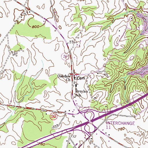 Topographic Map of Oakdale, SC