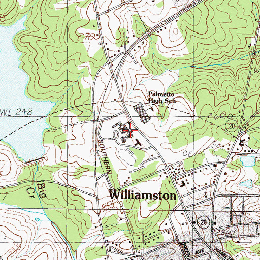 Topographic Map of Palmetto Middle School, SC