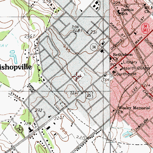 Topographic Map of Bishopville Grammar School (historical), SC