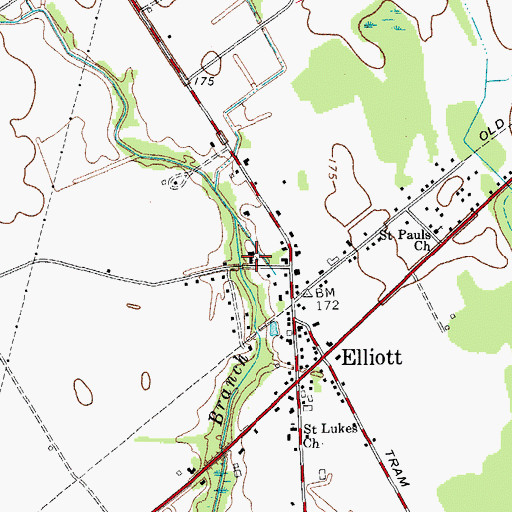 Topographic Map of Elliott Baptist Church, SC