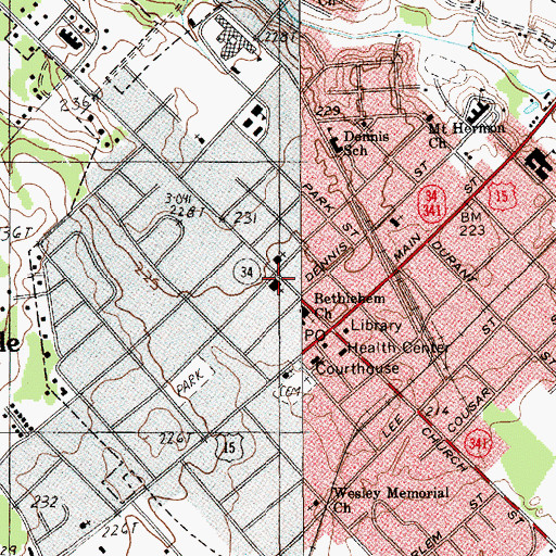 Topographic Map of First Baptist Church, SC