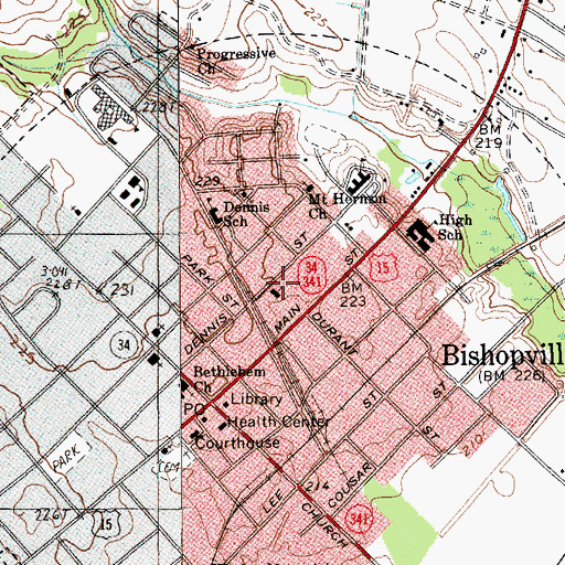 Topographic Map of First Church of the Nazarene, SC