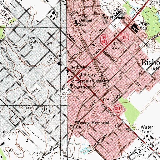 Topographic Map of Lee County Health Center, SC