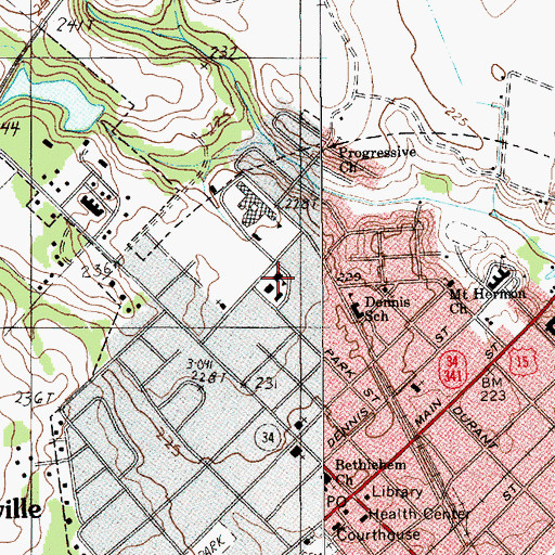 Topographic Map of Lee County Vacational School, SC