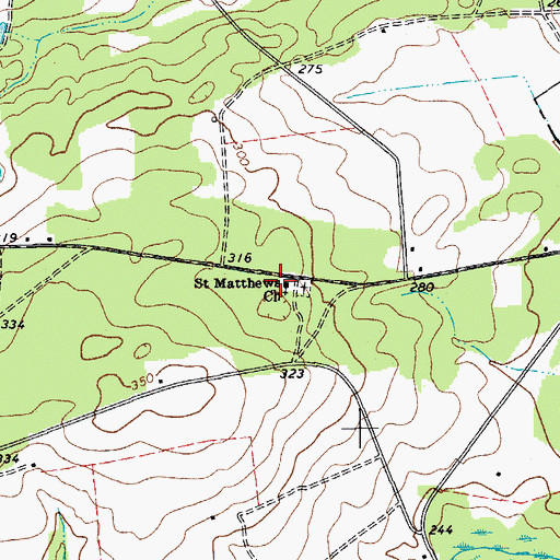 Topographic Map of Saint Matthews School (historical), SC