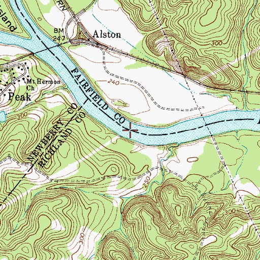 Topographic Map of Busbys Shoals, SC
