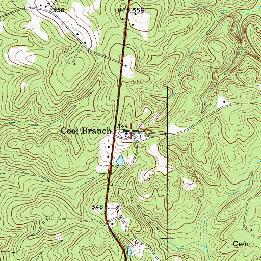 Topographic Map of Cool Branch Baptist Church, SC