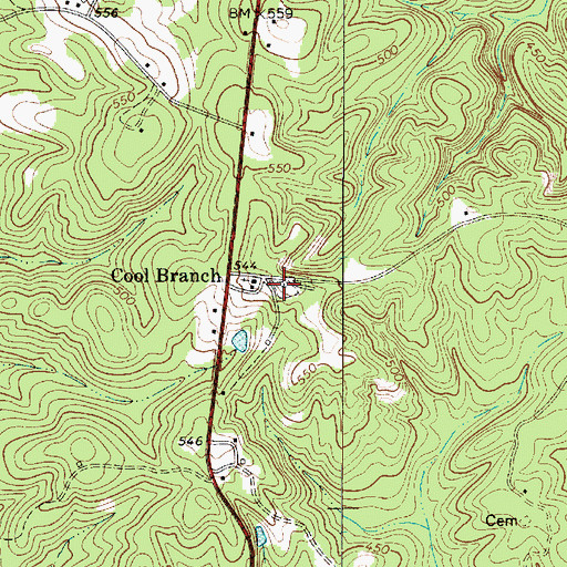 Topographic Map of Cool Branch Cemetery, SC