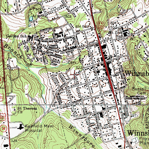 Topographic Map of Fairfield County Jail, SC