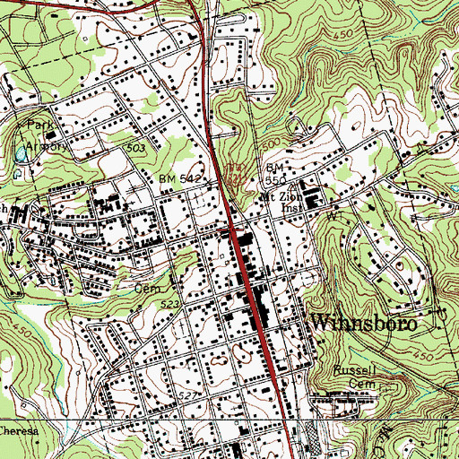 Topographic Map of Fairfield County Library, SC