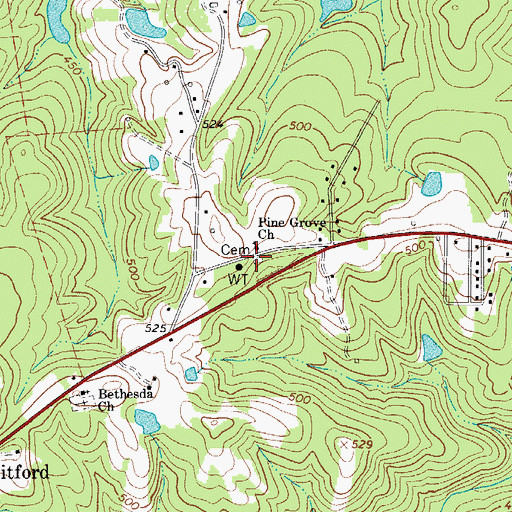Topographic Map of Mitford Church (historical), SC