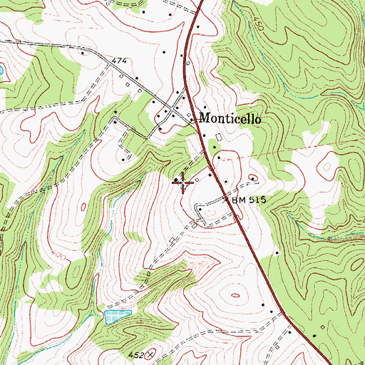 Topographic Map of Monticello Cemetery, SC