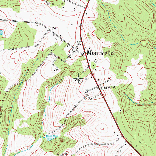 Topographic Map of Monticello Methodist Church, SC