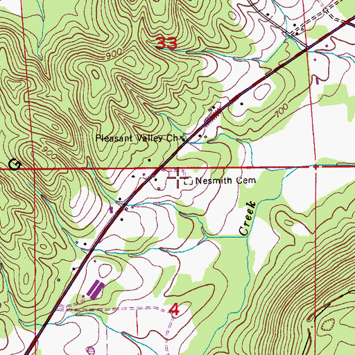 Topographic Map of Nesmith Cemetery, AL