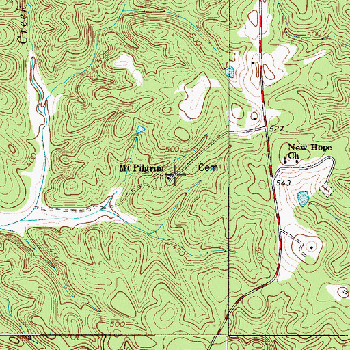 Topographic Map of Mount Pilgrim School (historical), SC