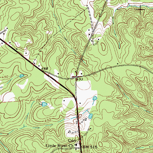 Topographic Map of Old Buckhead, SC