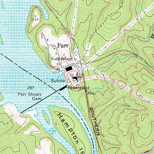 Topographic Map of Parr Shoals Power Plant, SC