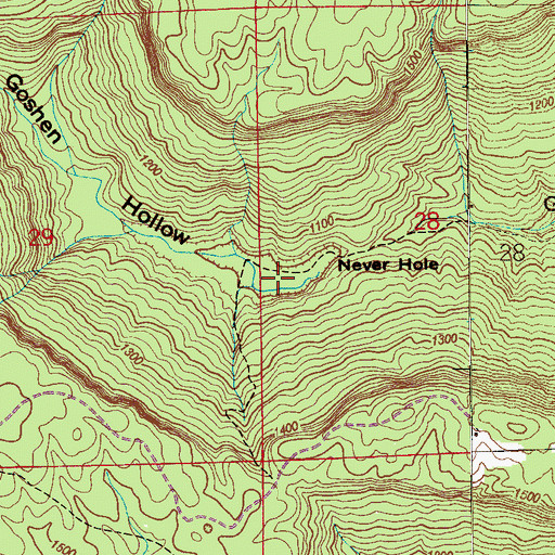 Topographic Map of Never Hole, AL