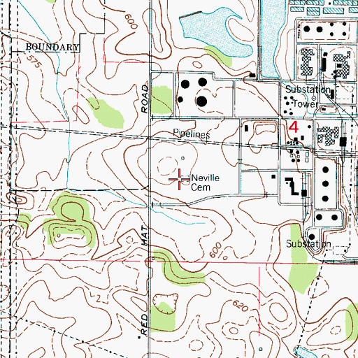 Topographic Map of Neville Cemetery, AL