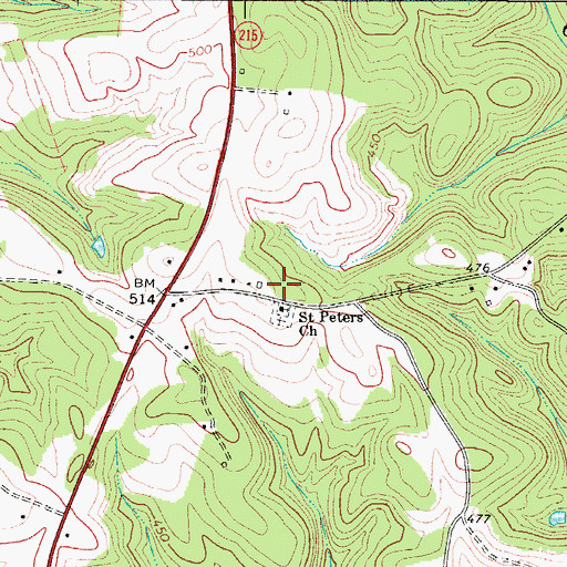 Topographic Map of Saint Peters School (historical), SC