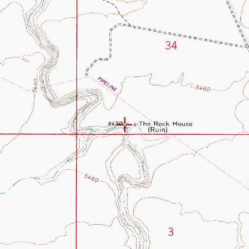 Topographic Map of The Rock House, AZ