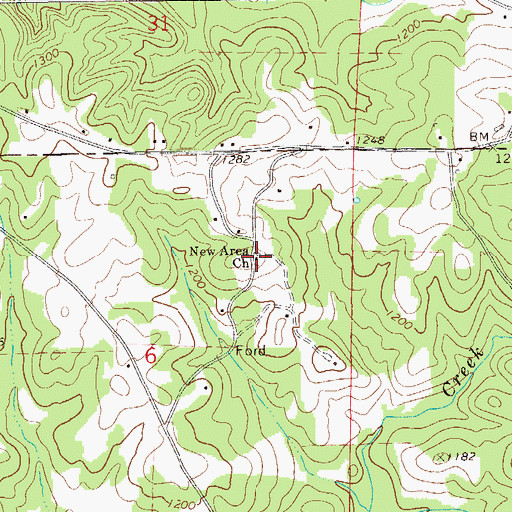 Topographic Map of New Area Church, AL