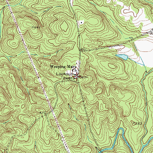 Topographic Map of Weeping Mary Cemetery, SC