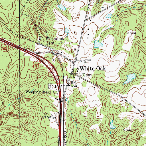 Topographic Map of White Oak Historic District, SC