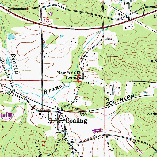 Topographic Map of New Asia Missionary Baptist Church, AL