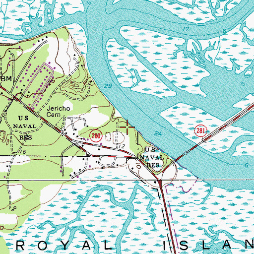 Topographic Map of Battery Marina Village, SC