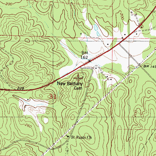 Topographic Map of New Bethany Cemetery, AL