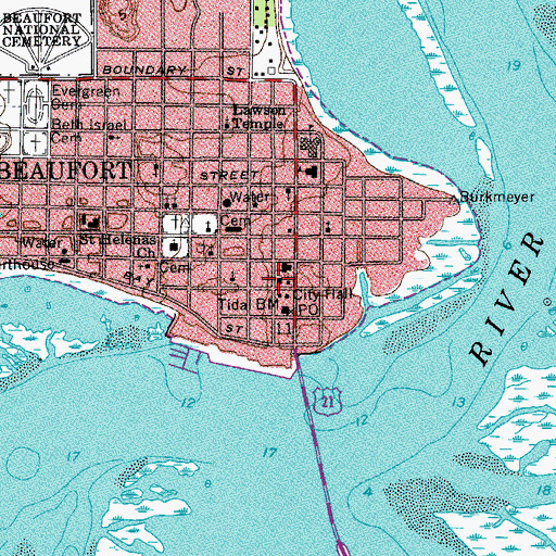 Topographic Map of Beaufort Artillery Arsenal, SC