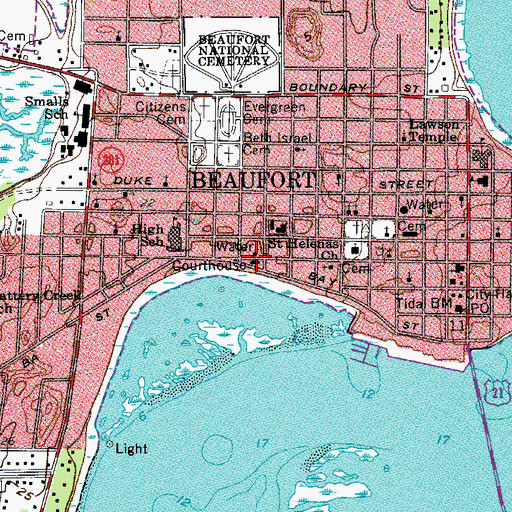 Topographic Map of Beaufort County Courthouse, SC