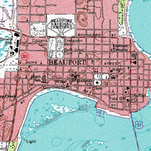 Topographic Map of Beaufort County Jail, SC