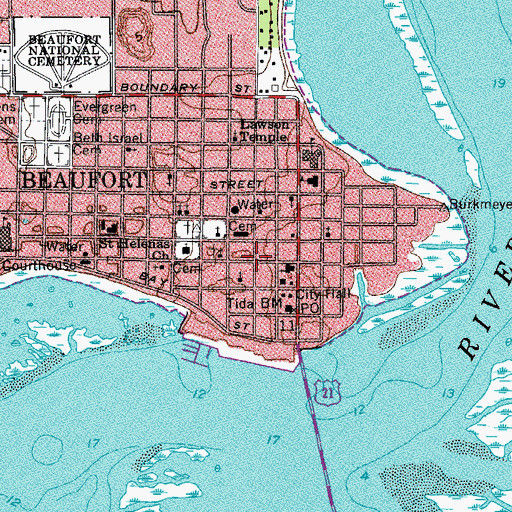 Topographic Map of Beaufort Historic District, SC
