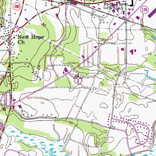 Topographic Map of Beaufort Memorial Gardens, SC