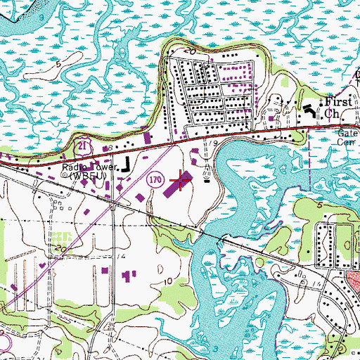 Topographic Map of Beaufort Plaza Shopping Center, SC