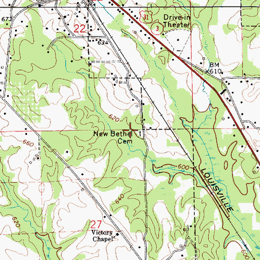 Topographic Map of New Bethel Cemetery, AL