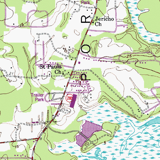 Topographic Map of Cherry Hill Estates, SC