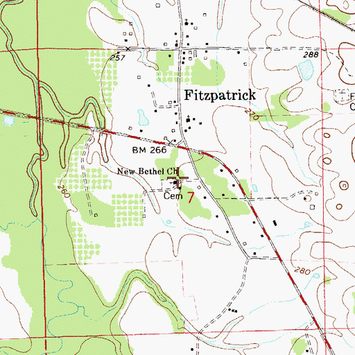 Topographic Map of New Bethel Church, AL