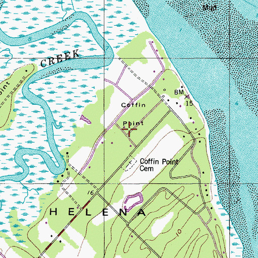 Topographic Map of Coffin Point Plantation, SC