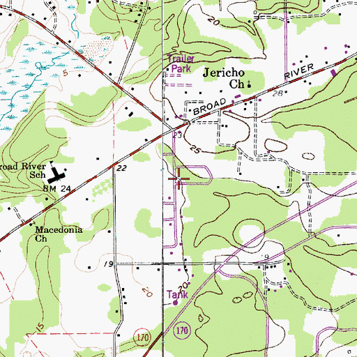 Topographic Map of Colonial Heights, SC