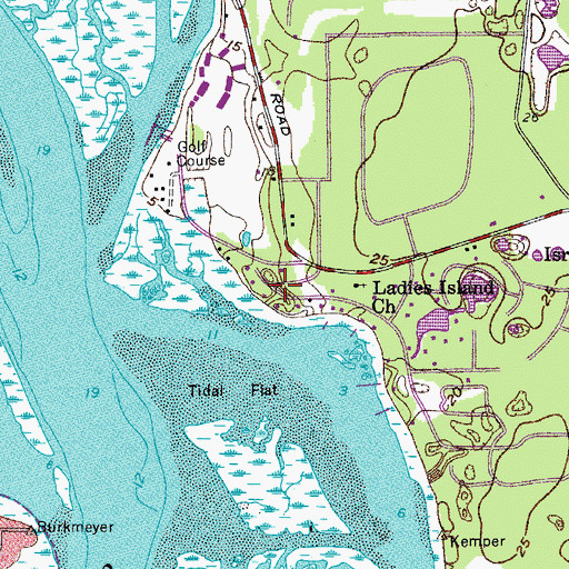Topographic Map of Country Club Bluff, SC
