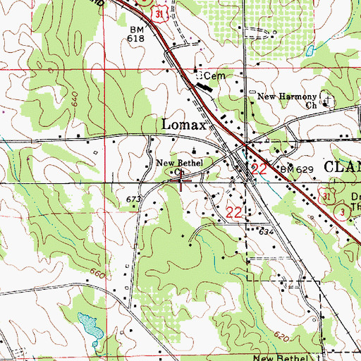 Topographic Map of New Bethel Church, AL