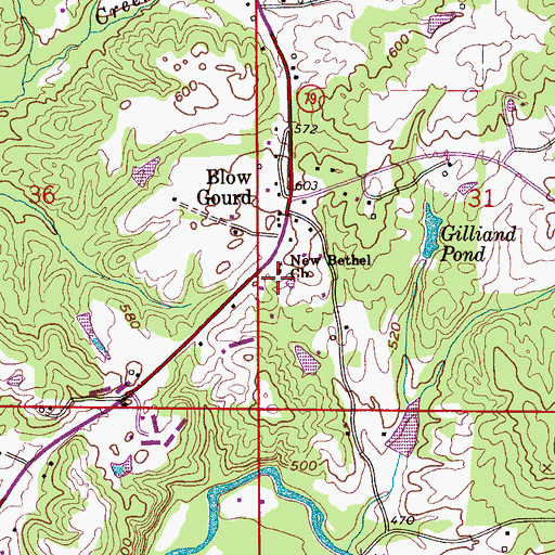 Topographic Map of New Bethel Church, AL
