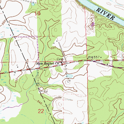 Topographic Map of New Bethel Church, AL